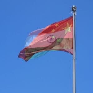 Chinese and Indian Flags overlapping