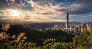view of Taipei from a hill